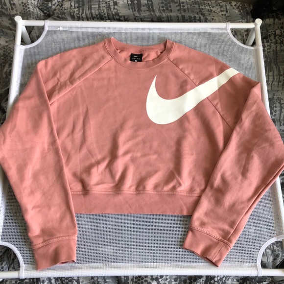 Nike Tops - Nike Dri-Fit Peach Swoosh Crop Top Sweatshirt